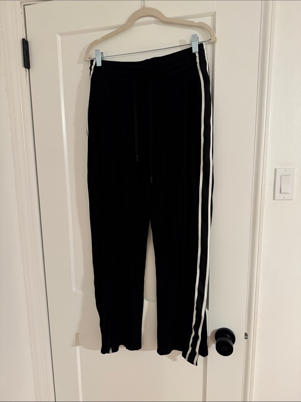 The Upside Black Track Pants with White Side Stripes
